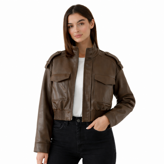 Lila - Casual Faux Leather Jacket