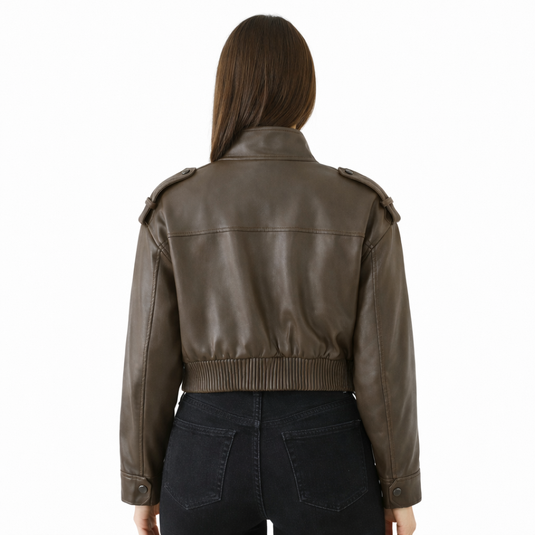 Lila - Casual Faux Leather Jacket
